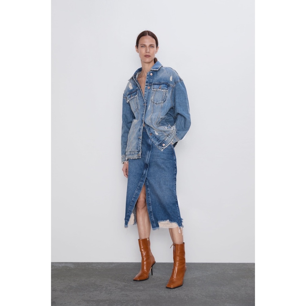 ZARA | A-line ripped edge skirt